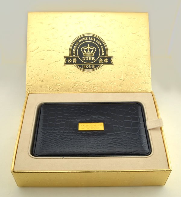 Duke Gold Medal Fountain Pen - Matte Gold Cap, Brown Italian Resin